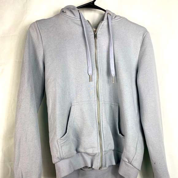 H&M Tops - H&M Basic Blue Zip Front Hoodie Size XS
